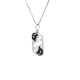 14k White Gold .25ct Black Round Diamond Dog Tag with Box Chain 5 Gram